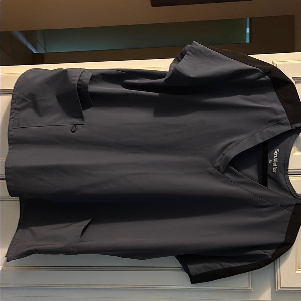 Gray and Black Scrub Top